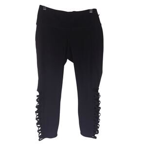 Torrid Black Lattice Side Athletic Hiking Walking Capri Leggings 0 -L -12